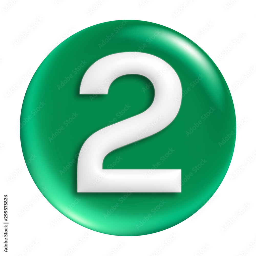 number two, green button, white text number two, green button, white text
