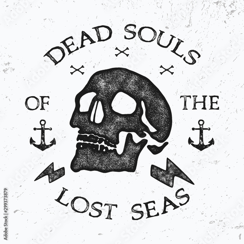 Vintage Textured Design for T Shirt. Print, Logo, Poster. Vector Illustration.