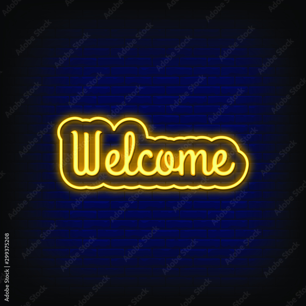 Obraz premium Welcome Neon Signs Style Text Vector