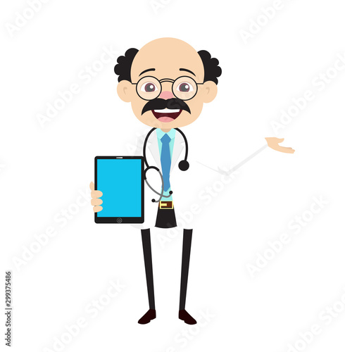 Psychiatrist - Presenting a Tablet with blank screen