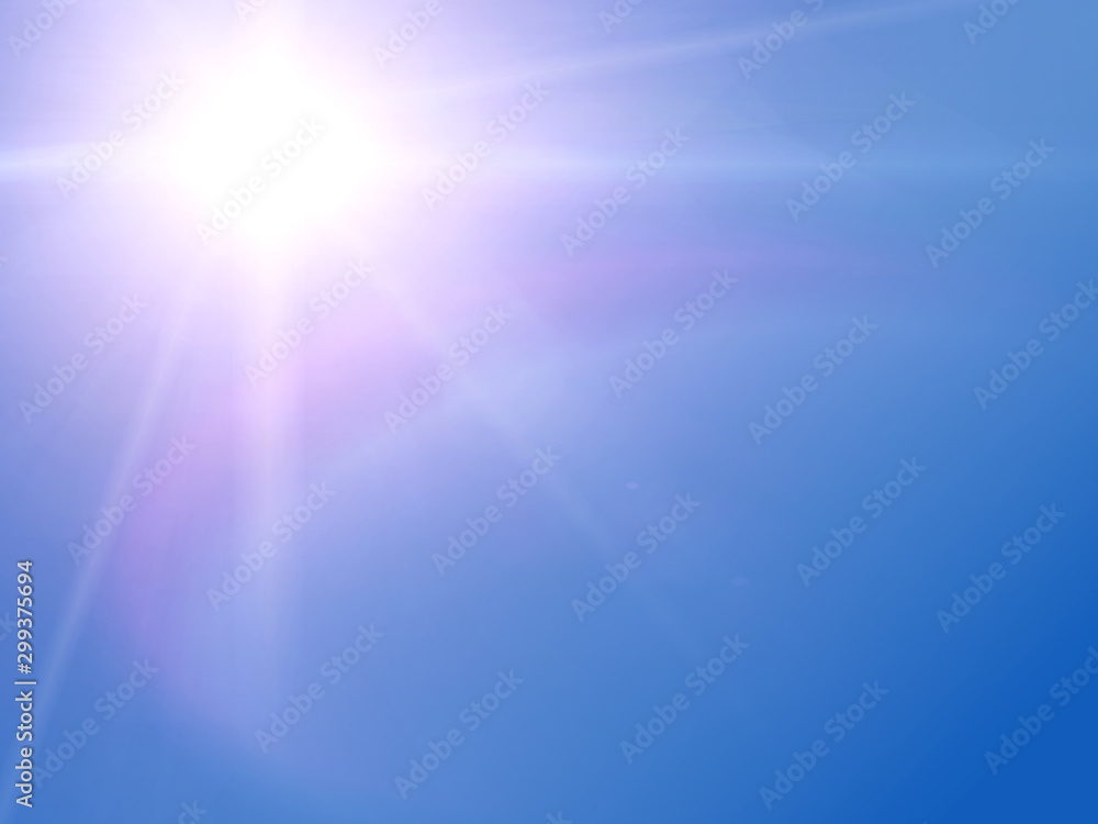 Bright sunlight on a blue and pink background