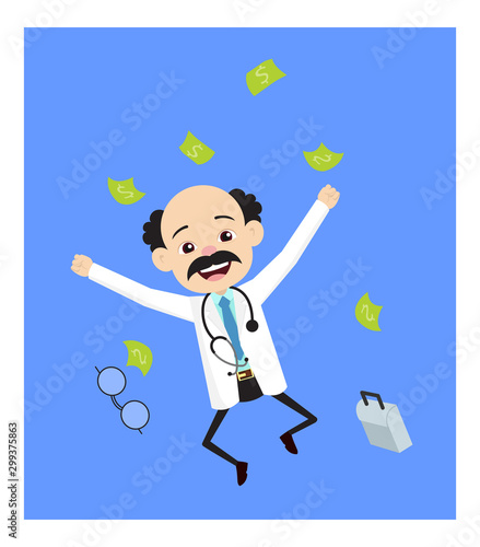 Psychiatrist - Jumping in Excitement with money