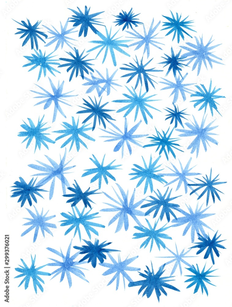 Abstract white light and dark blue texture and background with snowflakes drawn by watercolor paints. Great basic of print, badge, party invitation, banner, tag. Abstract white light and dark blue texture and background with snowflakes drawn by watercolor paints. Great basic of print, badge, party invitation, banner, tag.