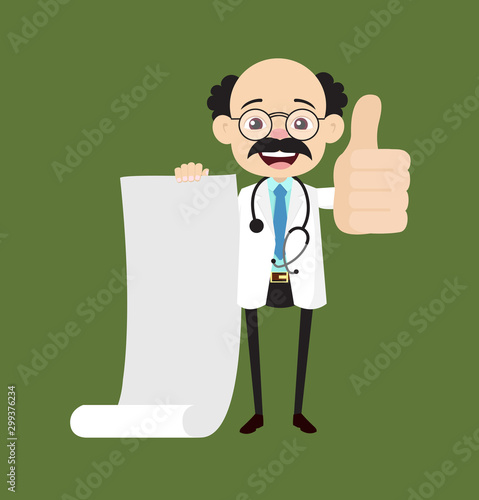 Psychiatrist - Holding a Paper Scroll and Showing Thumbs Up