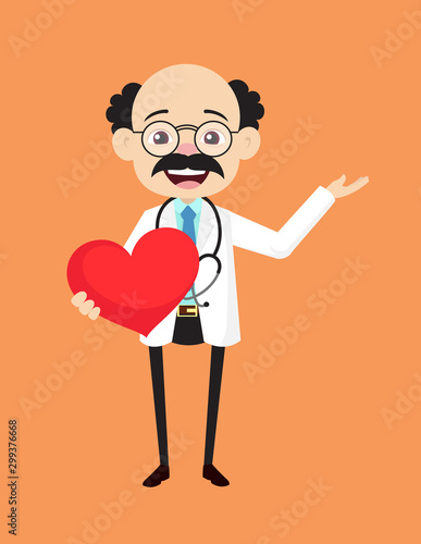 Psychiatrist - Holding a Heart and Showing with Hand