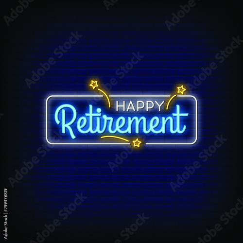 Happy Retirement Neon Signs Style Text Vector
