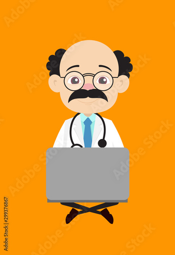 Psychiatrist - Sitting and Working on Laptop