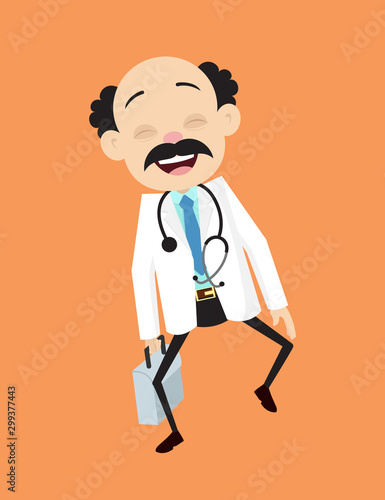 Psychiatrist - Cheerful Face with Holding Suitcase