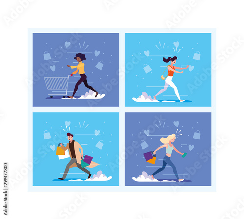 people shopping vector design