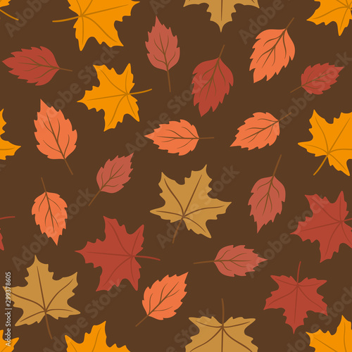 Autumn seamless pattern with colorful leaves