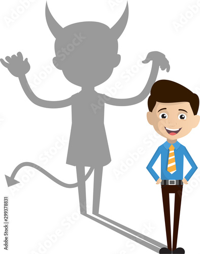 Salesman Employee - Devil person Standing with Fake Smile