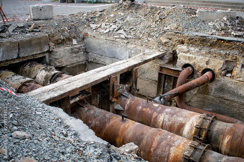 Underground utilities. Modernization, laying or replacement of old pipes. Repair work of water main. Department of housing and communal services.