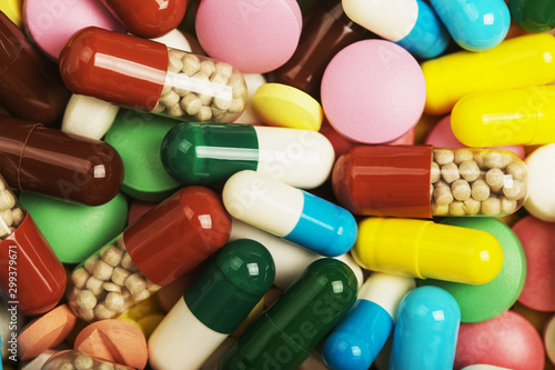  Heap of medical pills . Images for the pharmaceutical industry. The concept of medicine. photo