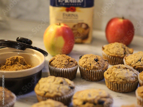 Still life food - Pastry - composition of muffins with lele and brown sugar - with selective focus