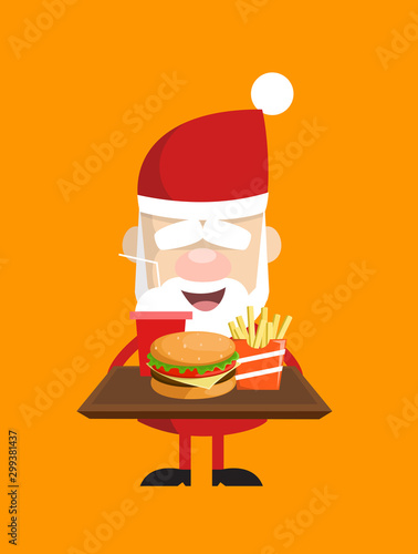 Simple Cartoon Santa - Presenting Fast Foods