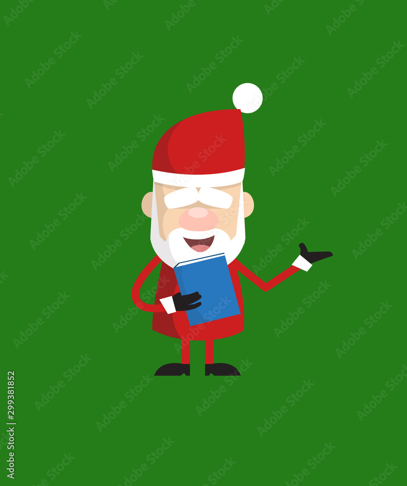 Simple Cartoon Santa - Holding a Book and Presenting
