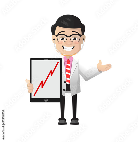 Surgeon - Presenting Profit Growing Graph on Tablet