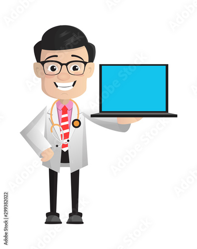Surgeon - Presenting a Laptop