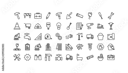 Isolated construction icon set line vector design