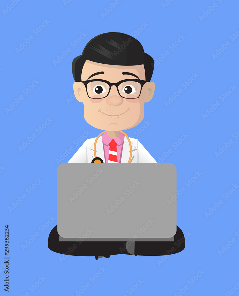 Surgeon - Sitting and Working on Laptop Surgeon - Sitting and Working on Laptop