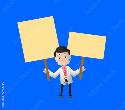 Surgeon - Holding Placards in Both Hands