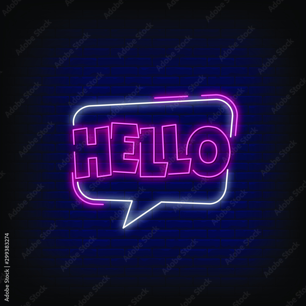 Hello Neon Signs Style Text Vector Hello Neon Signs Style Text Vector