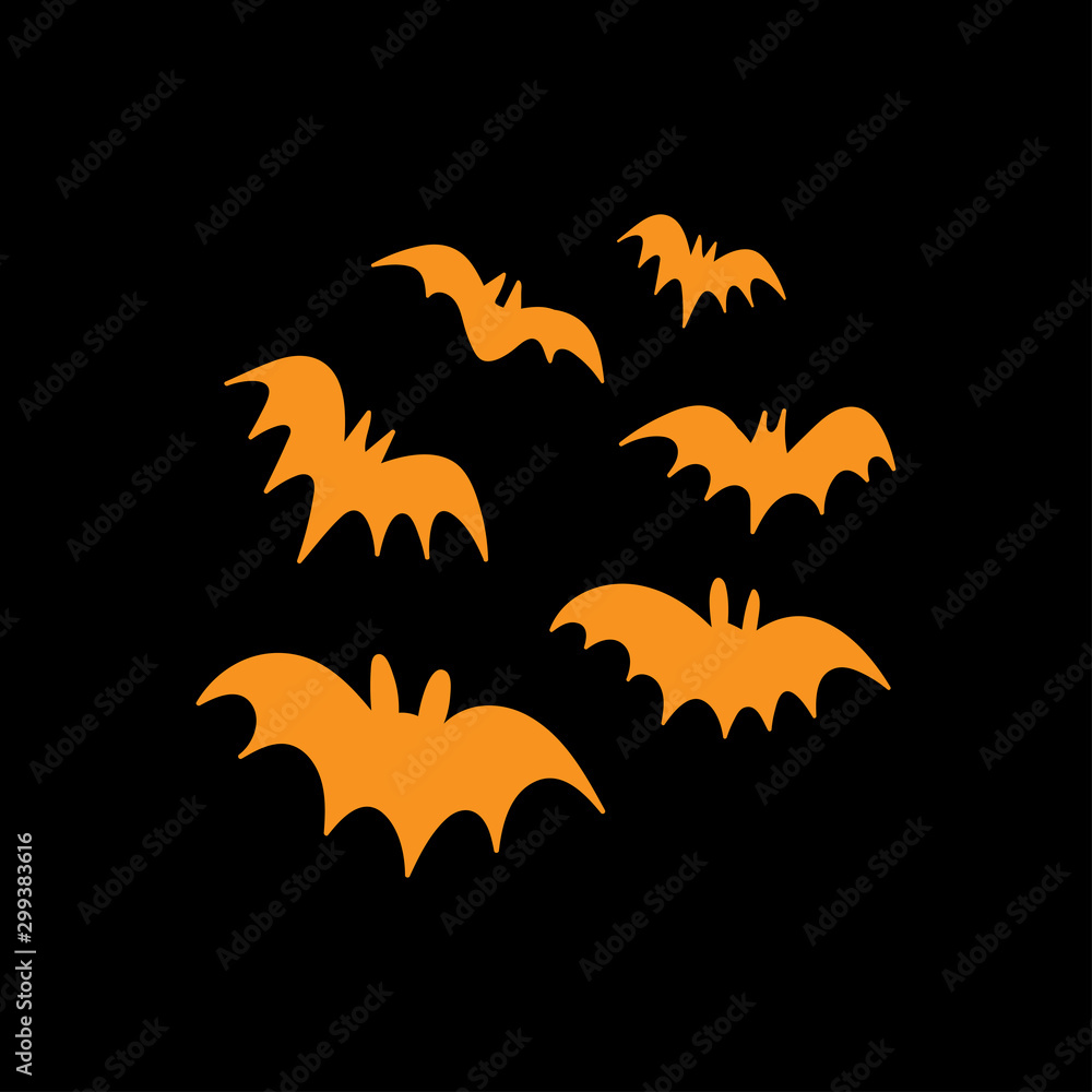 Vector bats collection. Halloween scary animal vector set.