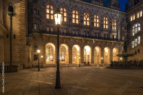 Hamburg townhall in blue hour