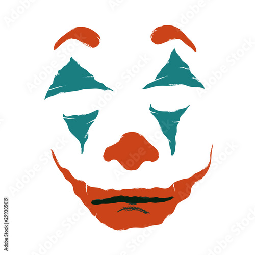 Makeup Clown Joker The Stage Image Of The Actor Of Cinema Circus Theater Vector Illustration Of A Joker Face Colored Face Painting In Red And Blue Isolated On A White Background Stock