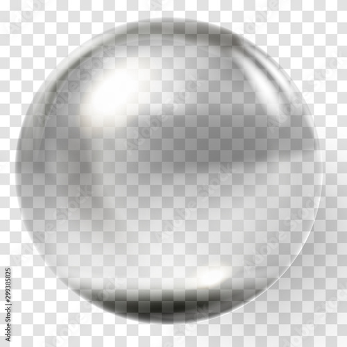 Realistic glass ball. Transparent sphere. Glass bead.