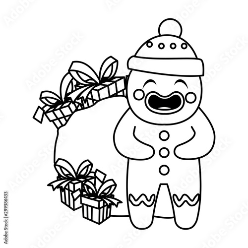 Merry christmas gingerbread man cartoon vector design