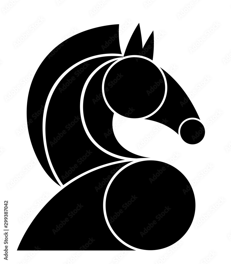 Black horse on a white background Black horse on a white background
