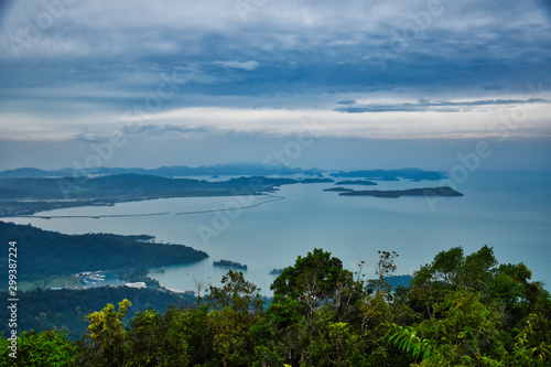 Panoramic landscape view of Langkawi Island from he top of Gunung Mat Chincang Mountain © Balazs