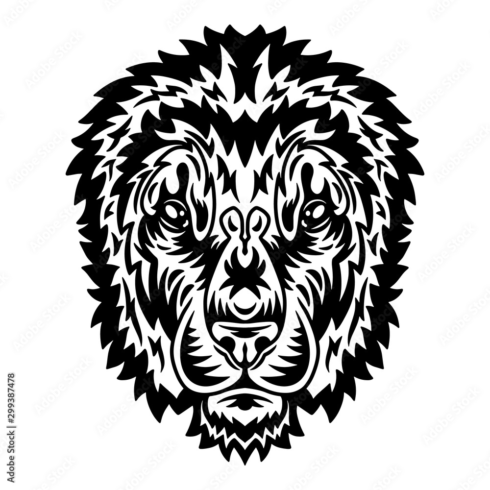Fototapeta premium Lion face. Design element for poster, card, banner.
