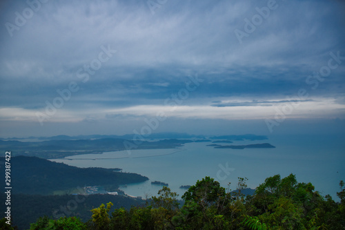 Panoramic landscape view of Langkawi Island from he top of Gunung Mat Chincang Mountain © Balazs