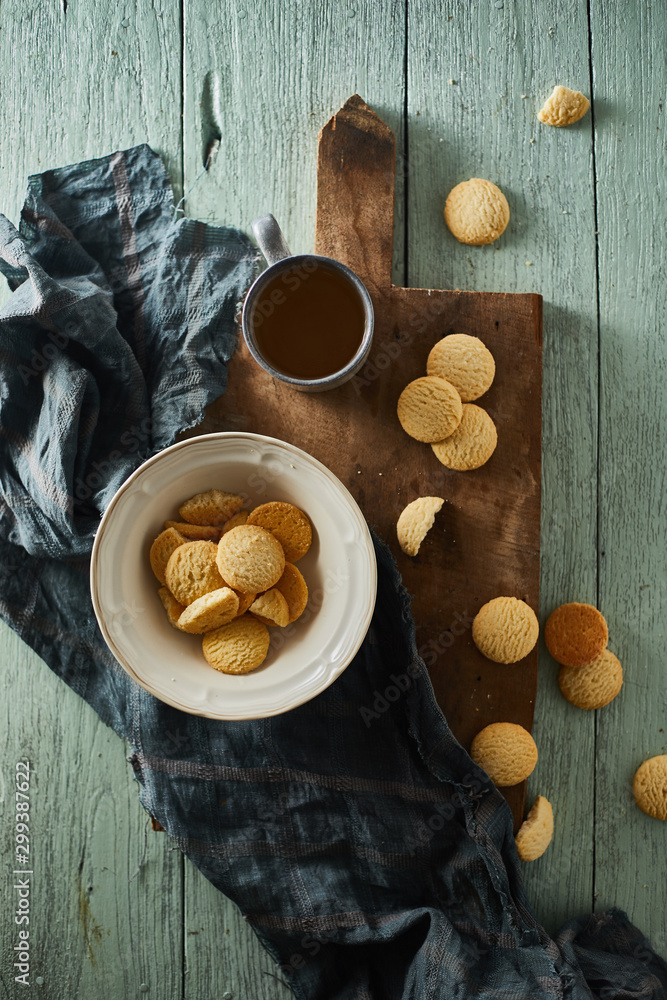 Butter cookies on the wooden table. Butter cookies on the wooden table.