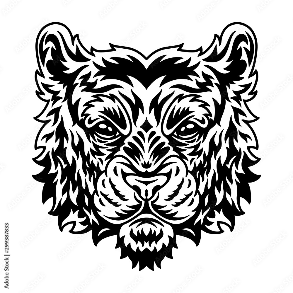 Tiger face. Design element for poster, card, banner.