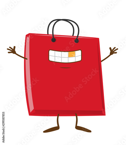 happy Shopping bag  cartoon character mascot