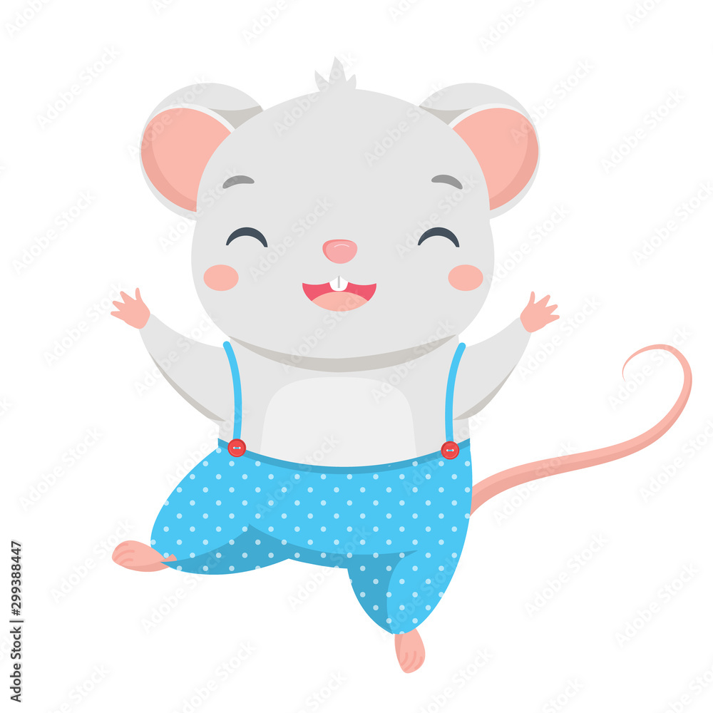 Cartoon mouse dance. Happy Little Cute rat character Stock Vector | Adobe  Stock