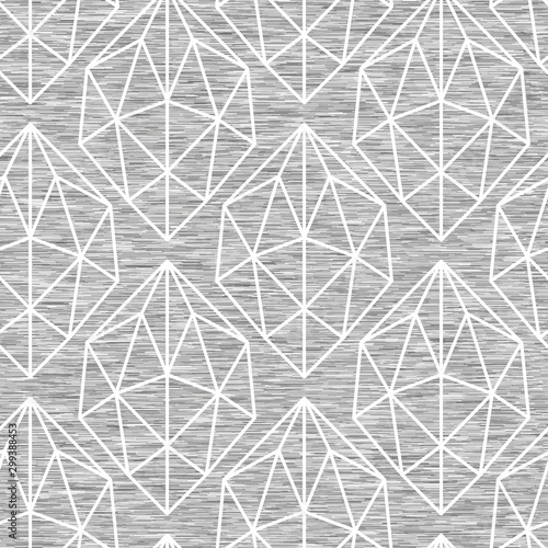 Gray Marl Heather Seamless Repeat Vector Pattern Swatch with White Polygonal Gem Stones. Knit t-shirt fabric texture.