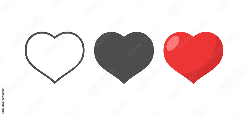 Hearts vector icons. Love symbol collection.