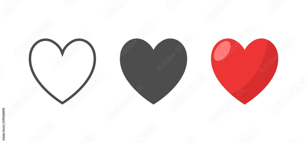 Hearts vector icons. Love symbol collection.