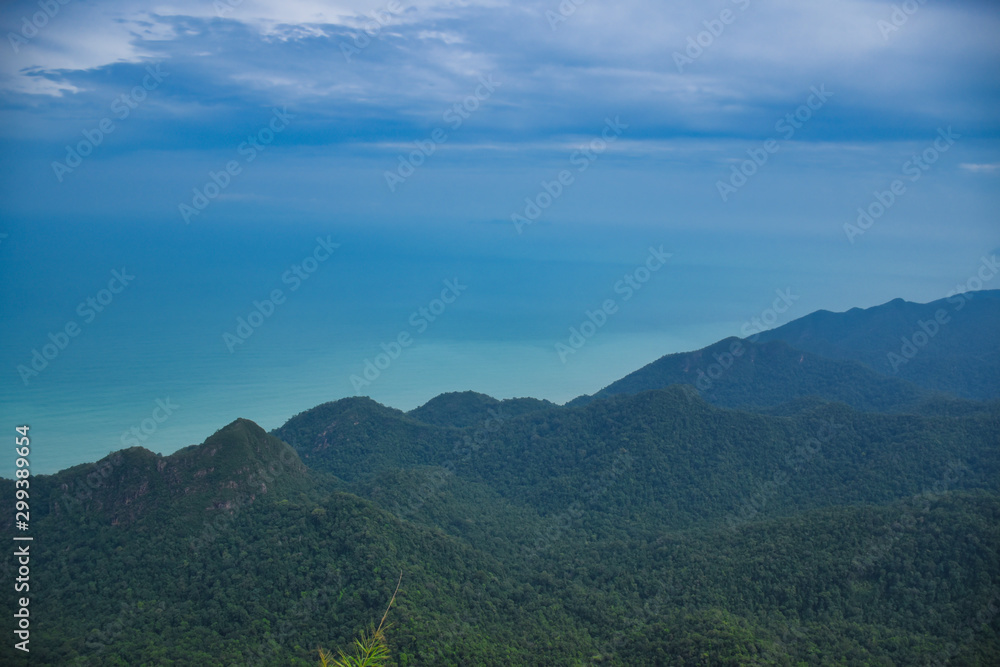Panoramic landscape view of Langkawi Island from he top of Gunung Mat Chincang Mountain Panoramic landscape view of Langkawi Island from he top of Gunung Mat Chincang Mountain