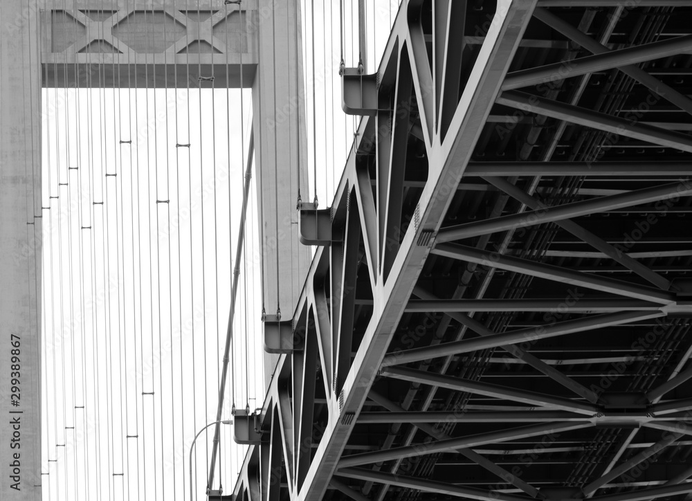 Detailed image of a cable suspension bridge Detailed image of a cable suspension bridge