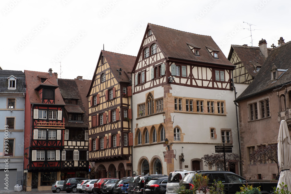 Architecture of typical Alsatian houses in Colmar