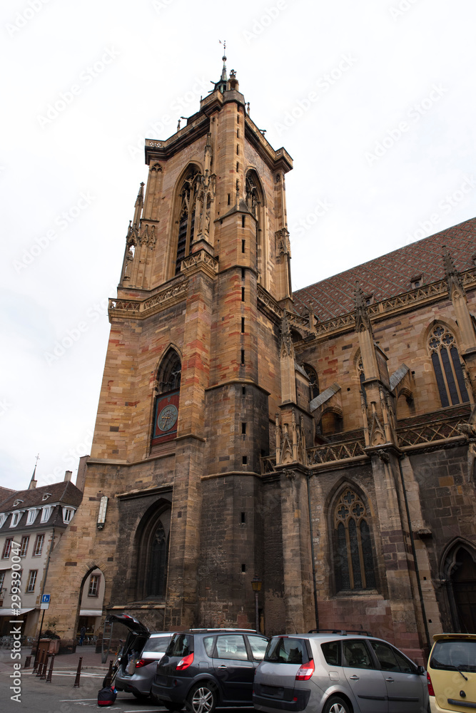 Facade of a church in Colmar, France