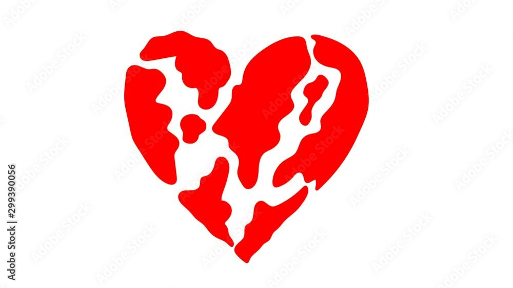 Hand drawn animation of red romantic heart Hand drawn animation of red romantic heart