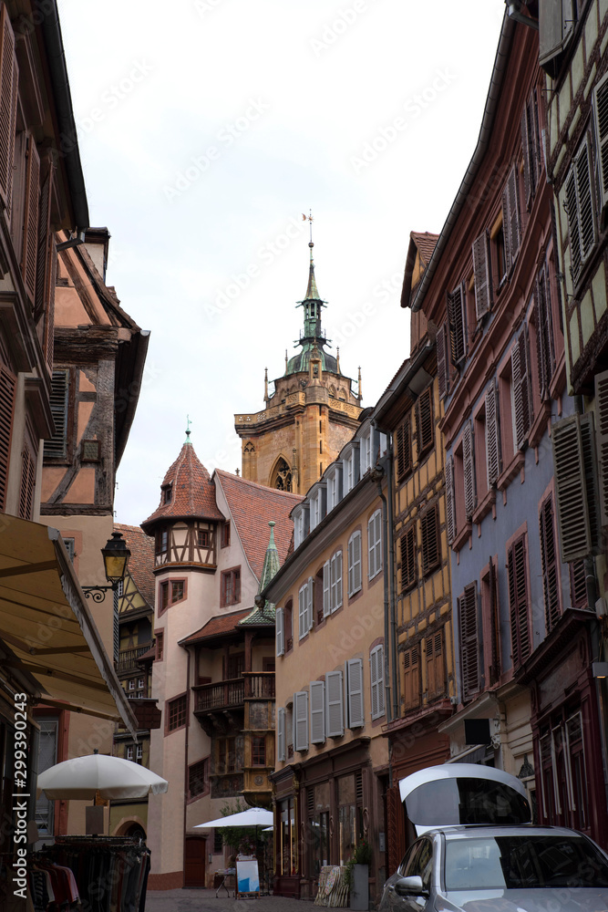 Architecture of typical Alsatian houses in Colmar