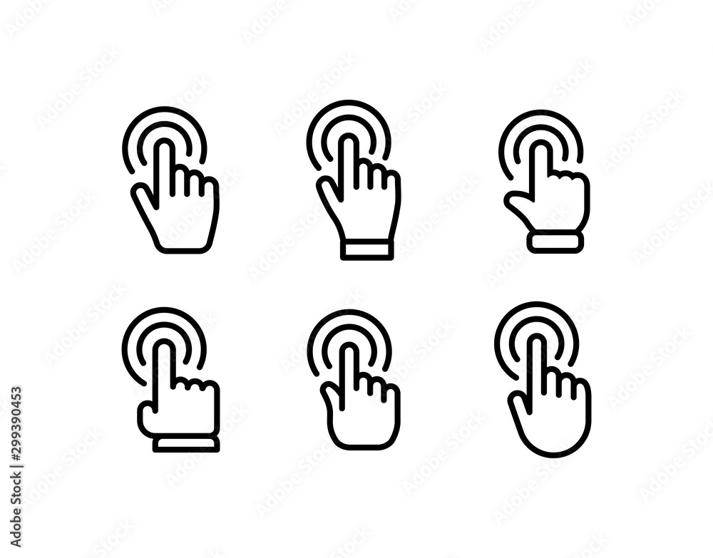 Hand click vector icons. Clicking hands pointer collection. Hand click vector icons. Clicking hands pointer collection.