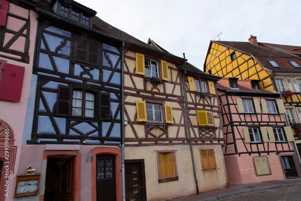 Architecture of typical Alsatian houses in Colmar